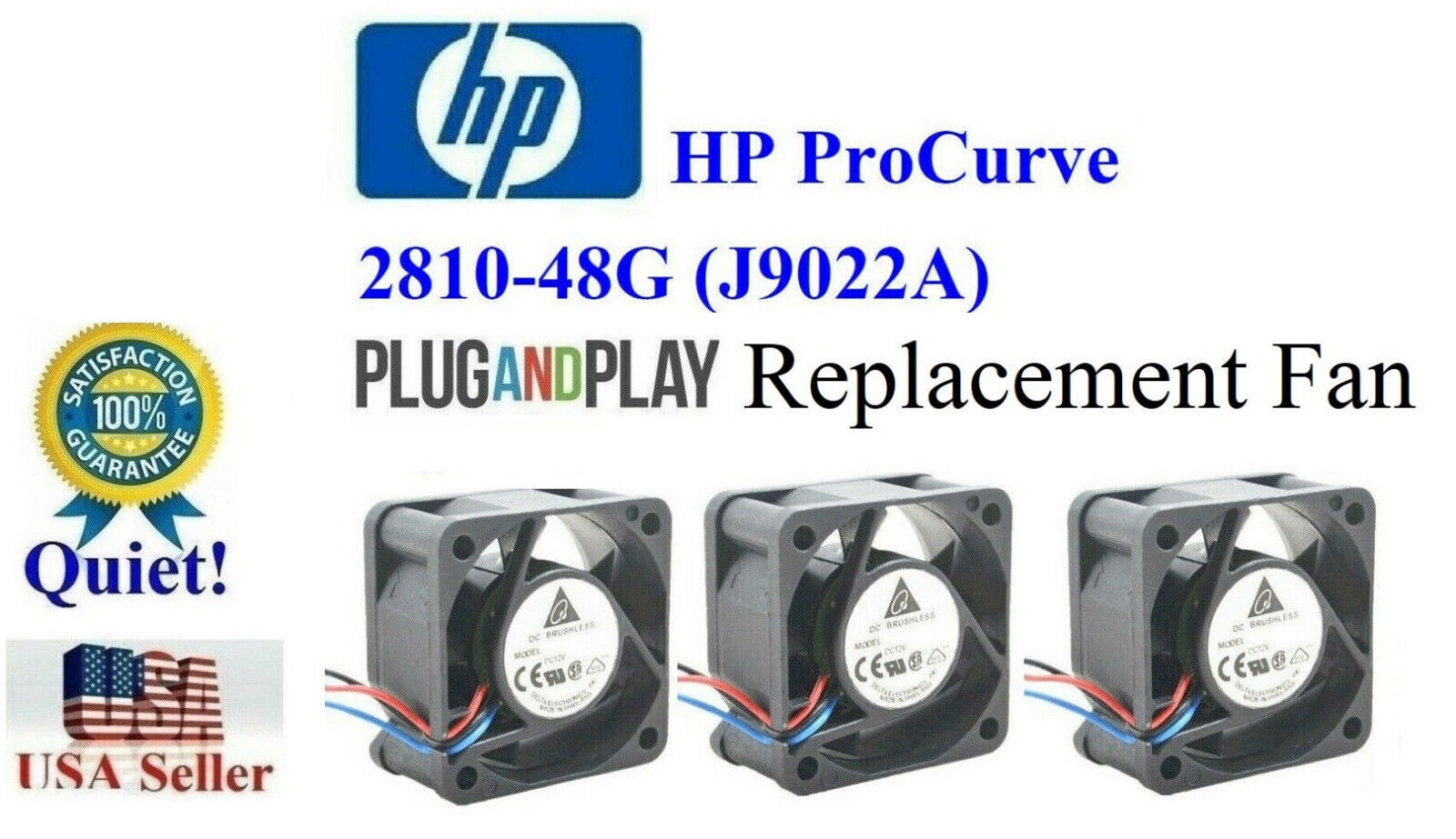 Lot 3x Quiet Fans for HP ProCurve 2810-48G (J9022A) Best for Home Networking