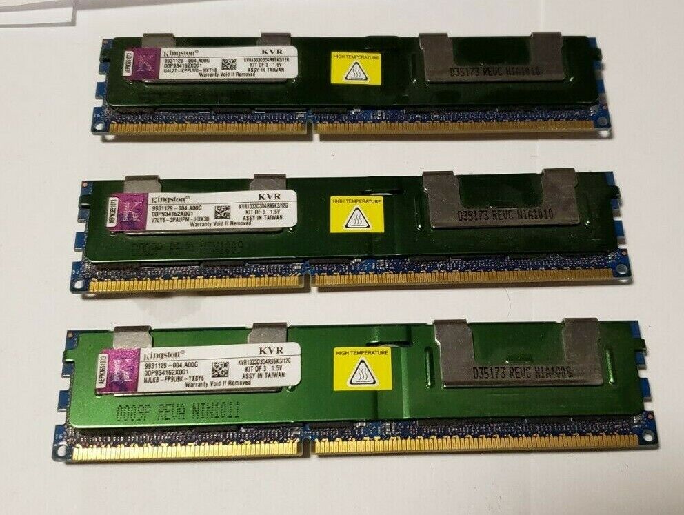 Kingston KVR1333D3D4R9SK3/12G 1333 MHz DDR3 Server Memory RAM 12 GB 3 x 4GB kit