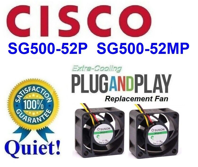 Super Quiet Cisco SG500-52P/52MP FAN KIT (2x) New Fans by Sunon MagLev Low Noise
