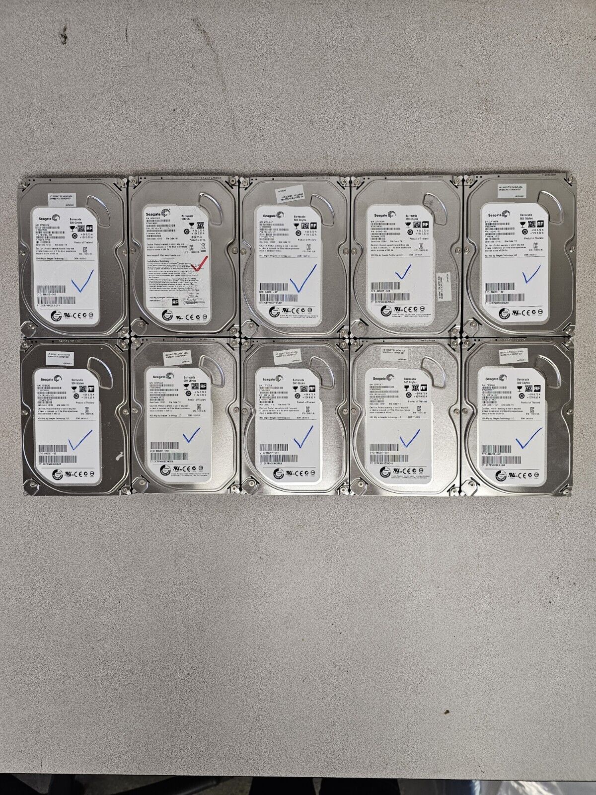 Lot of Ten (10) Seagate Barracuda 500GB Internal Desktop Hard Drive (ST500DM002)