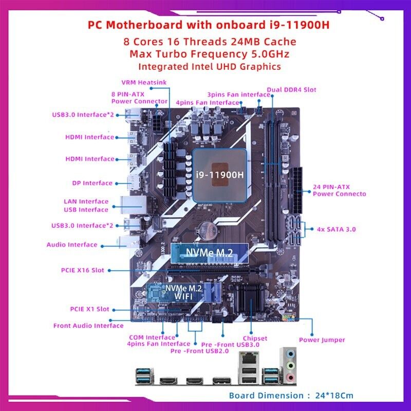 Gaming Motherboard Mainboard Onboard I9 CPU i9-11900H SRKT7(NO ES) 2.5GHz 8C16T