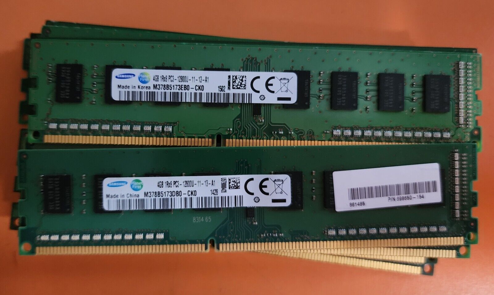 Lot of 20 Samsung 4GB 1Rx8 PC3-12800U Desktop DDR3 RAM Memory