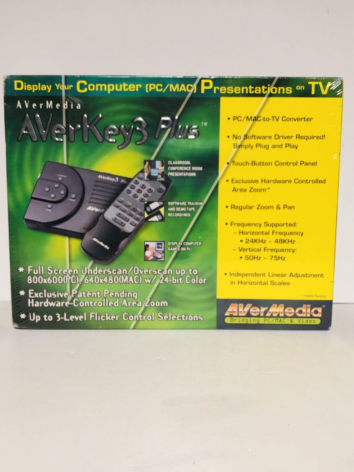 New AVermedia AVerkey3 Plus Display Computer(PC/MAC) Presentations On TV Sealed