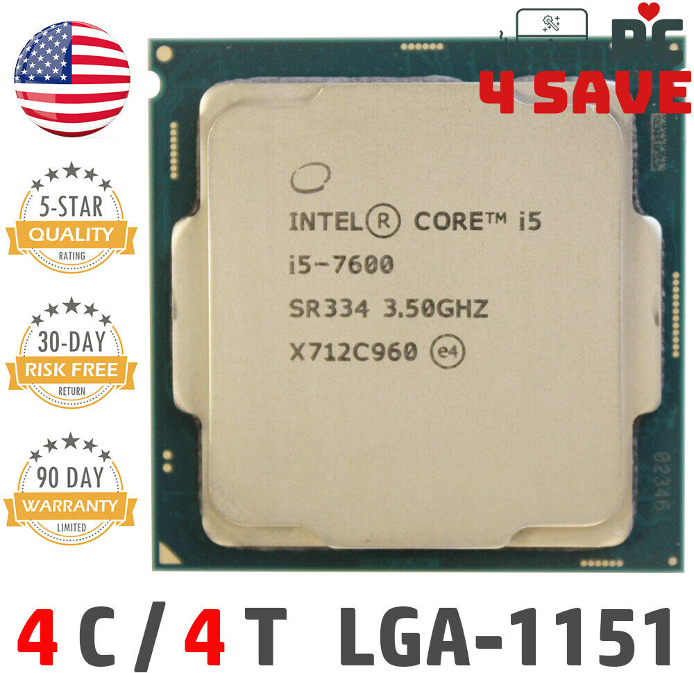 7th Gen Intel Core i5-7600 CPU 3.5 GHz (Turbo 4.1 GHz) 4-Core 6M LGA-1151 SR334