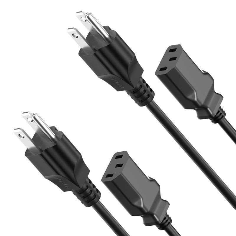 QYD 2 Pack 6FT(1.8m) 3 Prong AC Power Cord Replacement for Desktop Computer, ...