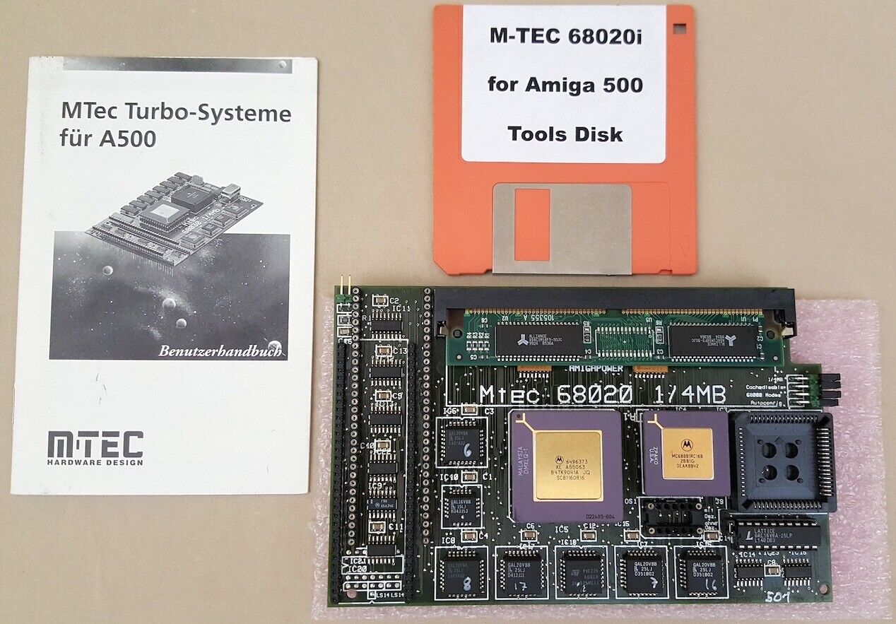 M-Tec 68020i 68020@14Mhz CPU & FPU 4MB RAM Accelerator for Amiga 500 2000 2000HD