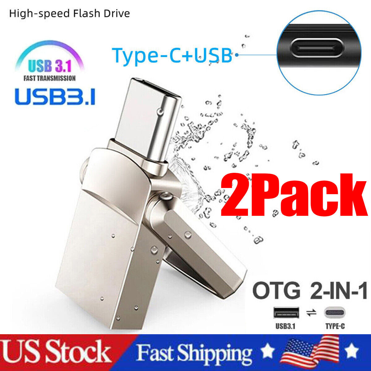 Type C USB 3.0 Flash Drive Thumb Drive Memory Stick for PC Laptop 512GB 1TB 2TB