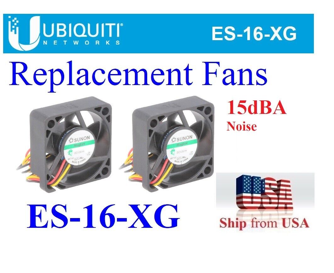 Pack of 2x Quiet Replacement Fans for Ubiquiti EdgeSwitch ES-16-XG