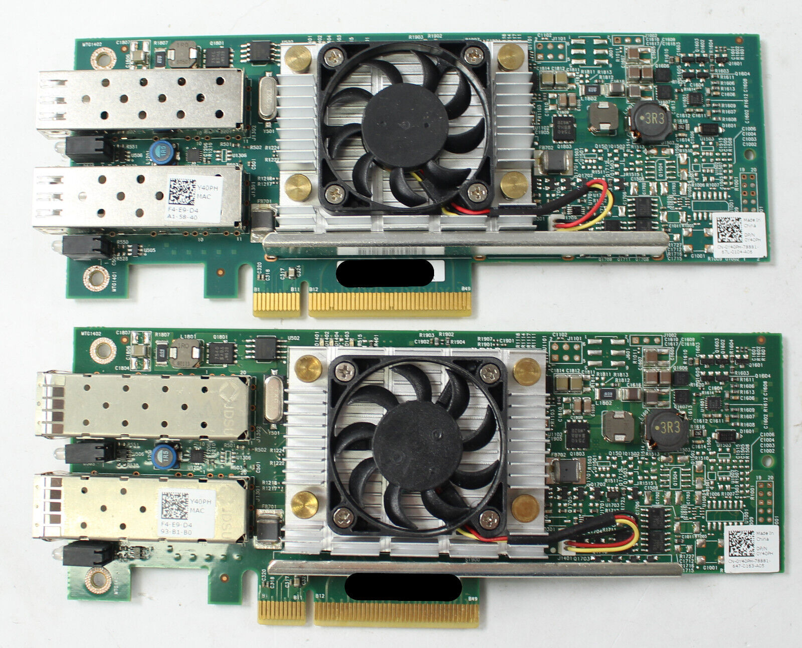 Lot of 2 Dell Broadcom Dual Port 10GbE PCI-e Network Adapter Card 0Y40PH Y40PH