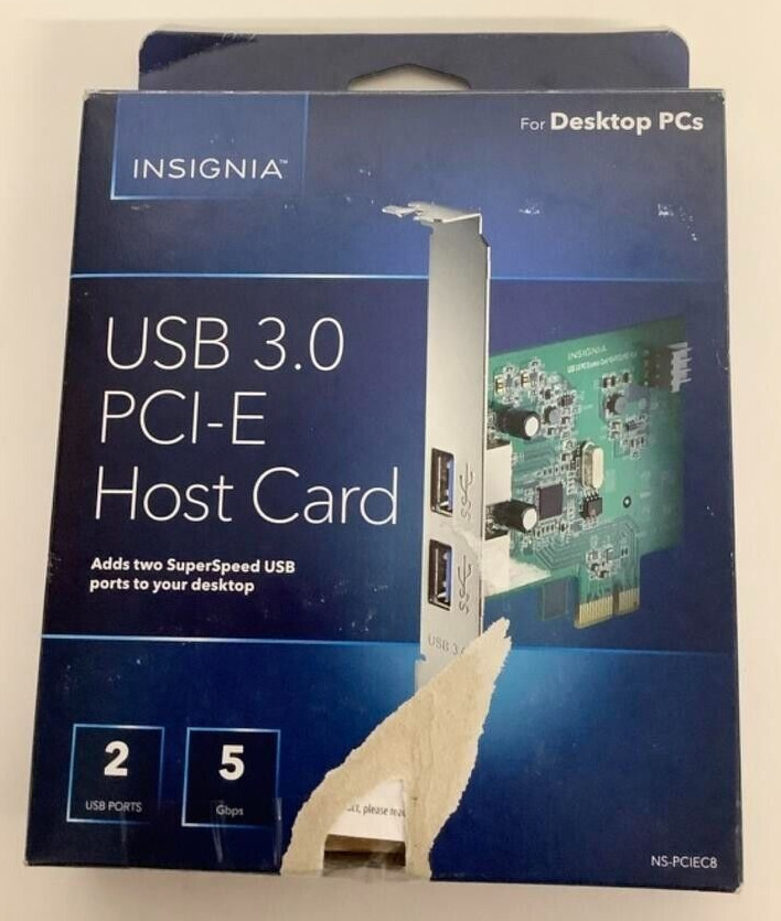 NEW Insignia NS-PCIEC8 2-Port SuperSpeed USB 3.0 PCI Express Silver Host Card