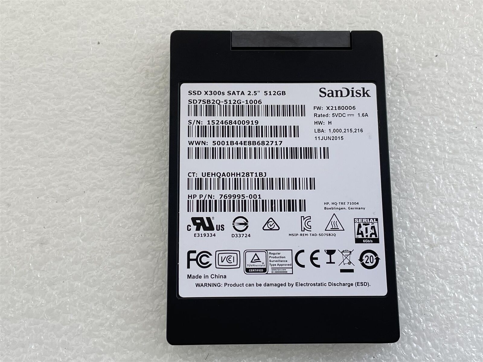 For HP 767486-001 Sandisk 512GB SSD X300s SATA 2.5 inch Solid State Drive NEW