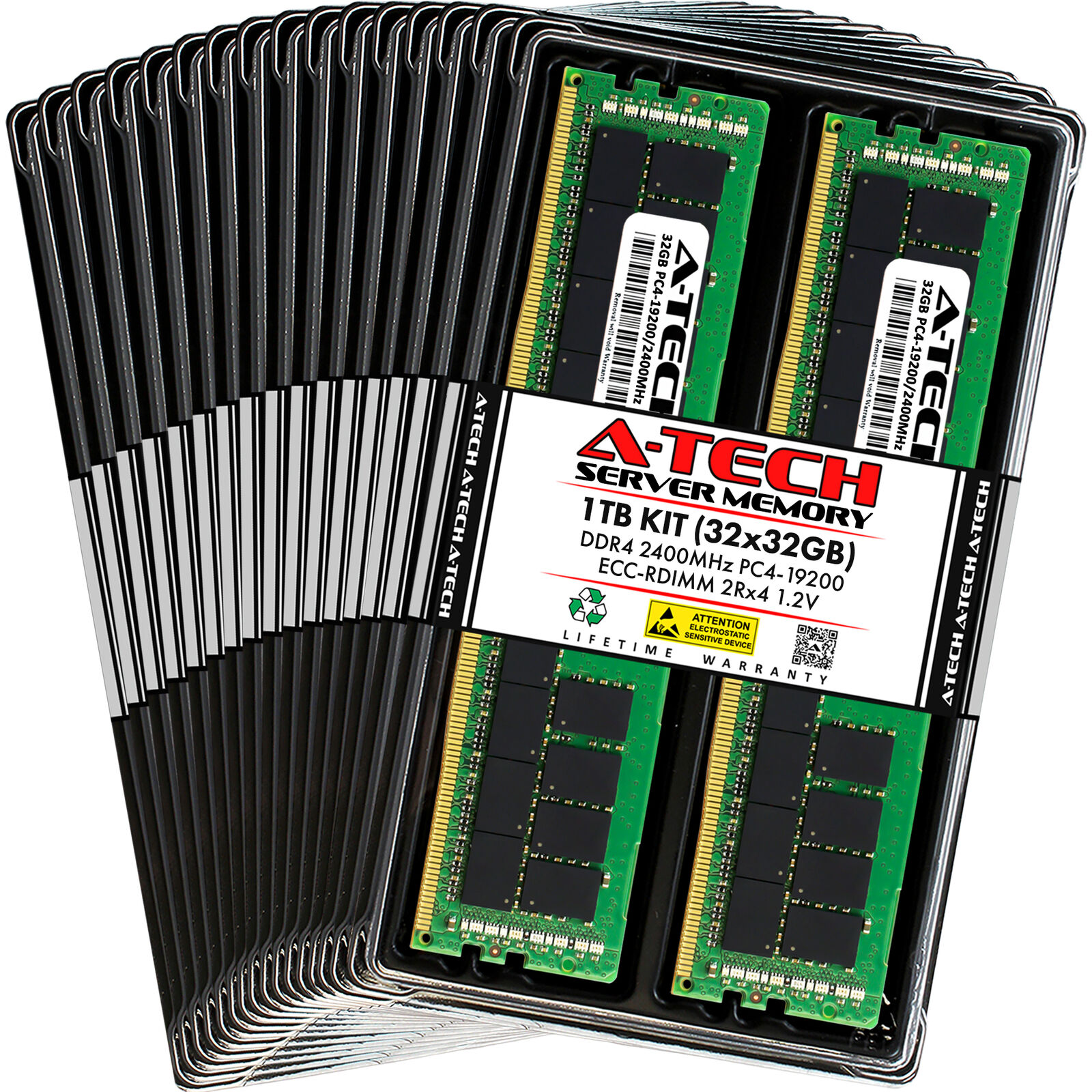 A-Tech 1TB 32x 32GB 2Rx4 PC4-19200R DDR4 2400MHz ECC REG RDIMM Server Memory RAM