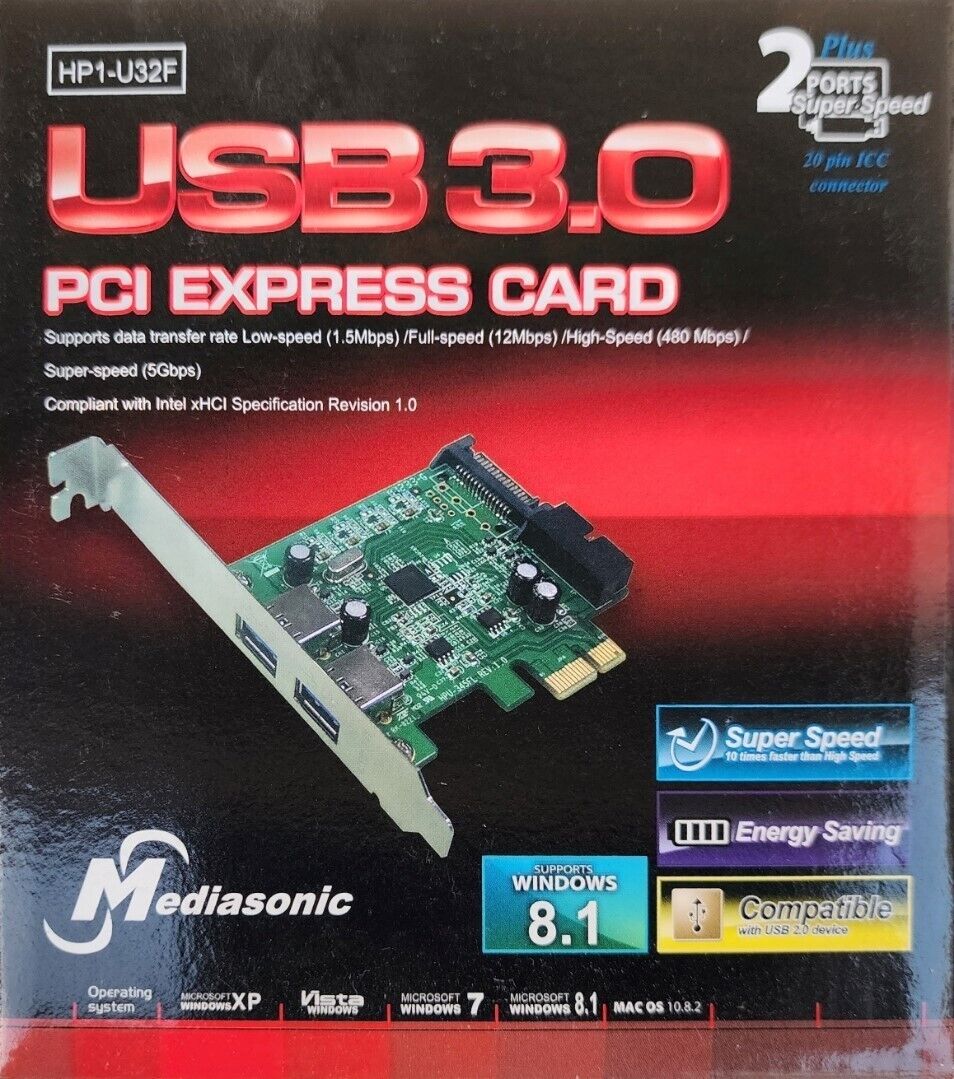 Mediasonic 2 port USB 3.0 pci-e add-on controller Full-height
