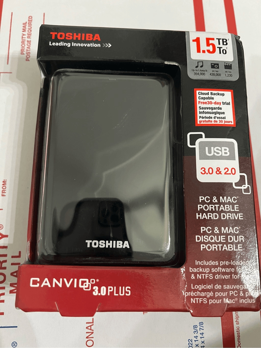 Toshiba HDTC615XK3B1 1.5TB Toshiba Canvio 3.0 Plus Portable Hard Drive Black NEW