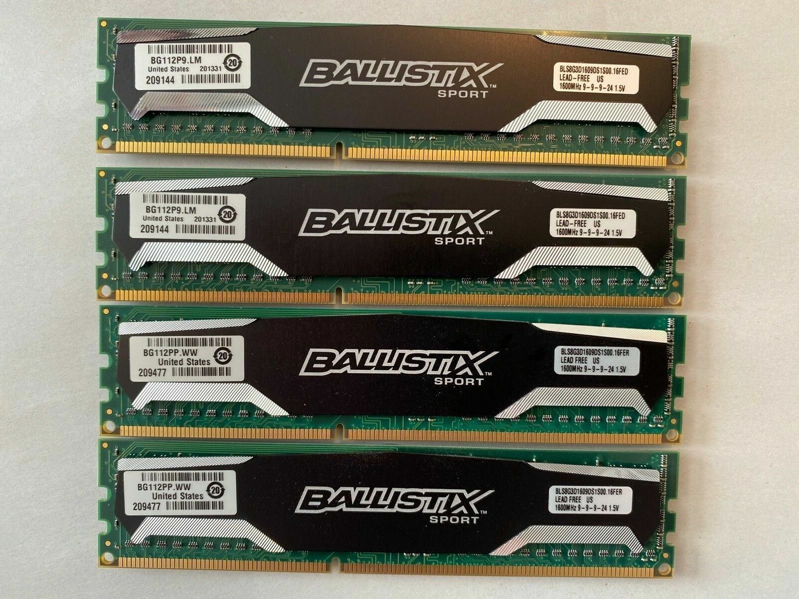 Crucial Ballistix Sport 32GB (4x8GB) DDR3 1600MHz Desktop RAM BLS8G3D1609DS1S00