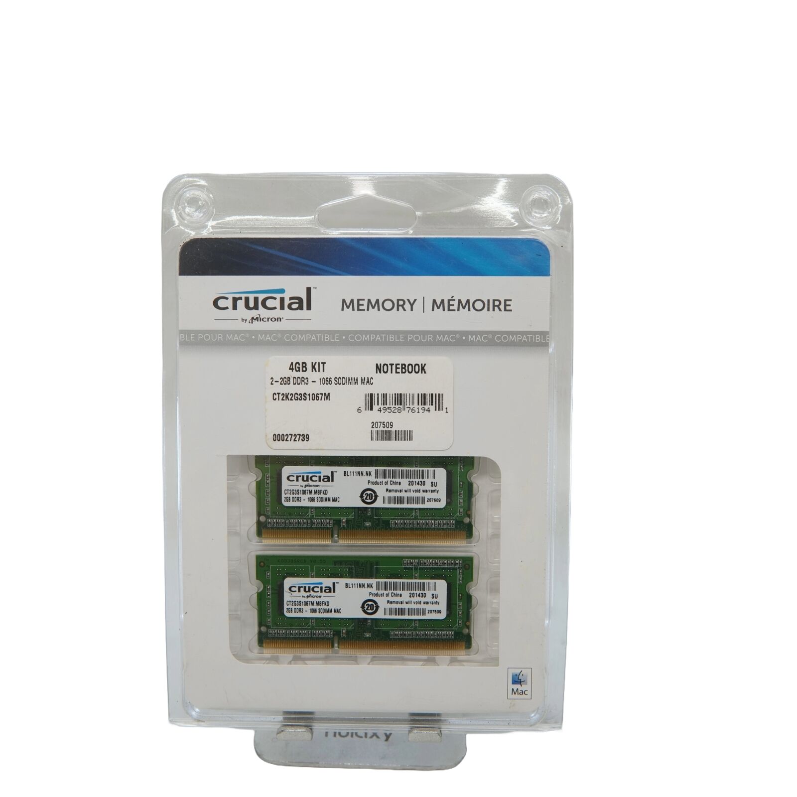Crucial MEMORY 4GB Kit-(2x-2GB DDR3L-1066 SODIMM MAC)