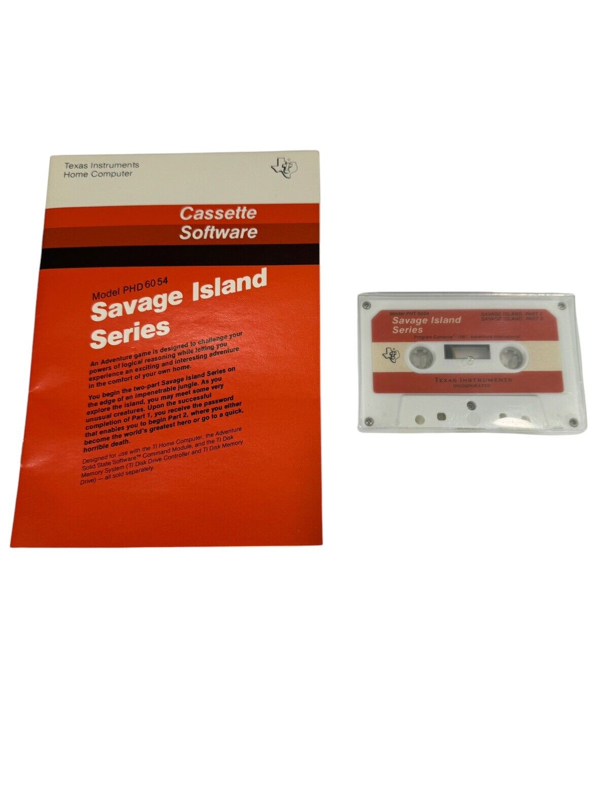 Vintage TI99-4a CASSETTE Savage Island Series PHT 6054 W/ Manual Tested