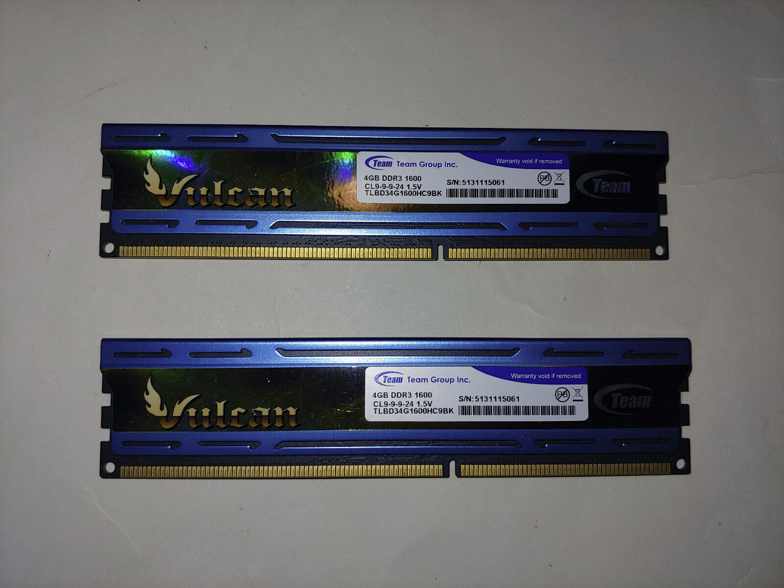Team Vulcan 8GB (2x4GB) 1600MHz PC3-12800 DDR3 SDRAM SD RAM Memory Blue