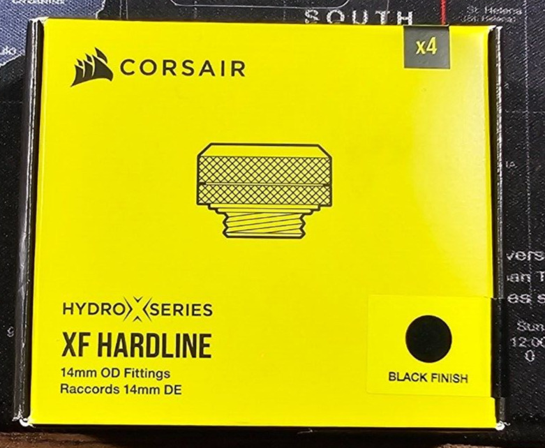 Corsair Hydro X Series XF Hardline Fitting, 14mm OD, Black, 4-pack