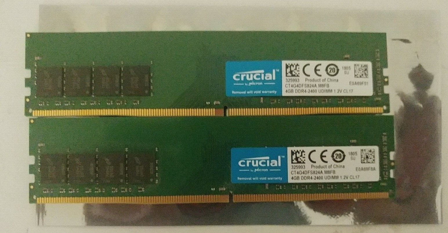 *Lot of 2* 4GB Crucial DDR4 2400MHz PC4-19200 Desktop Memory RAM CT4G4DFS824A