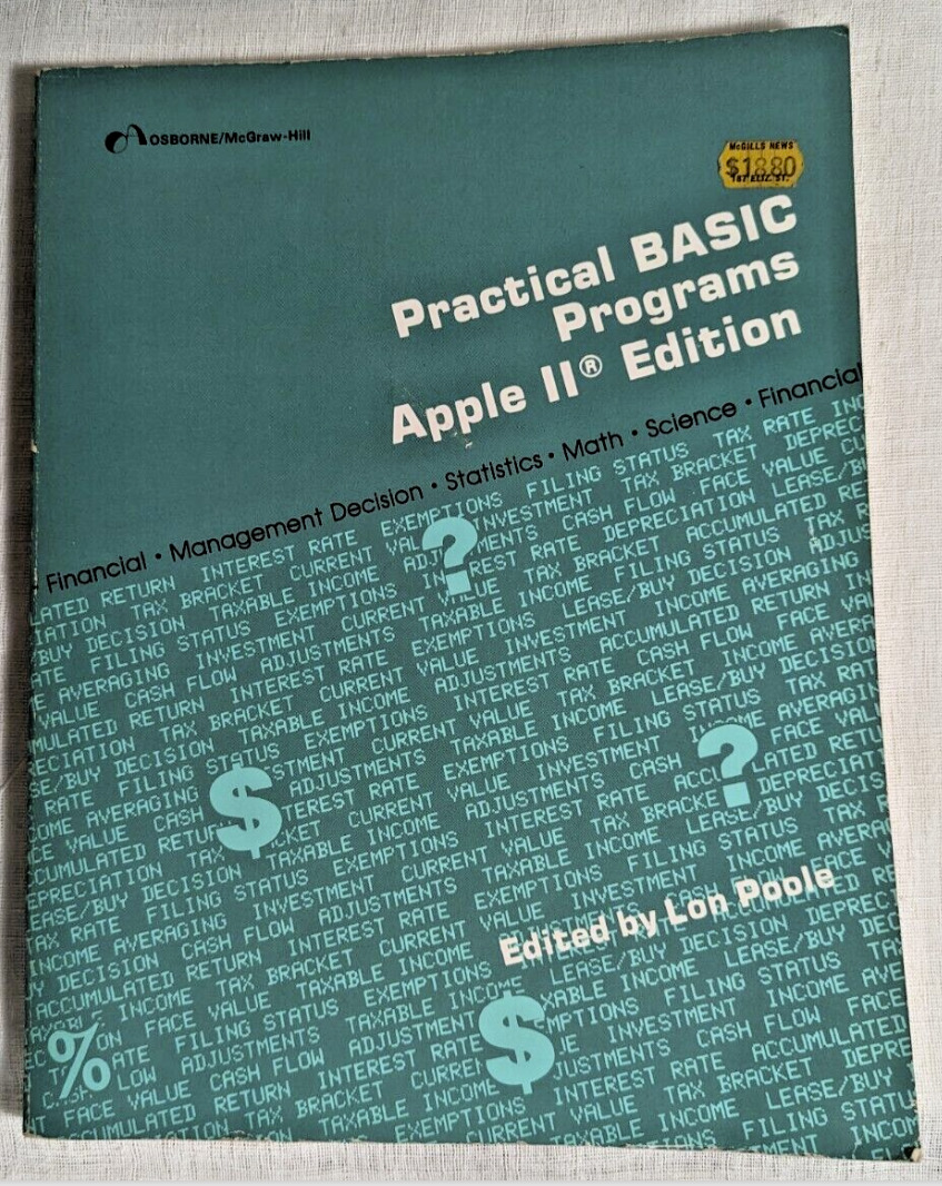 Vintage apple manual/book - Practical BASIC Programs Apple II Edition - 1981