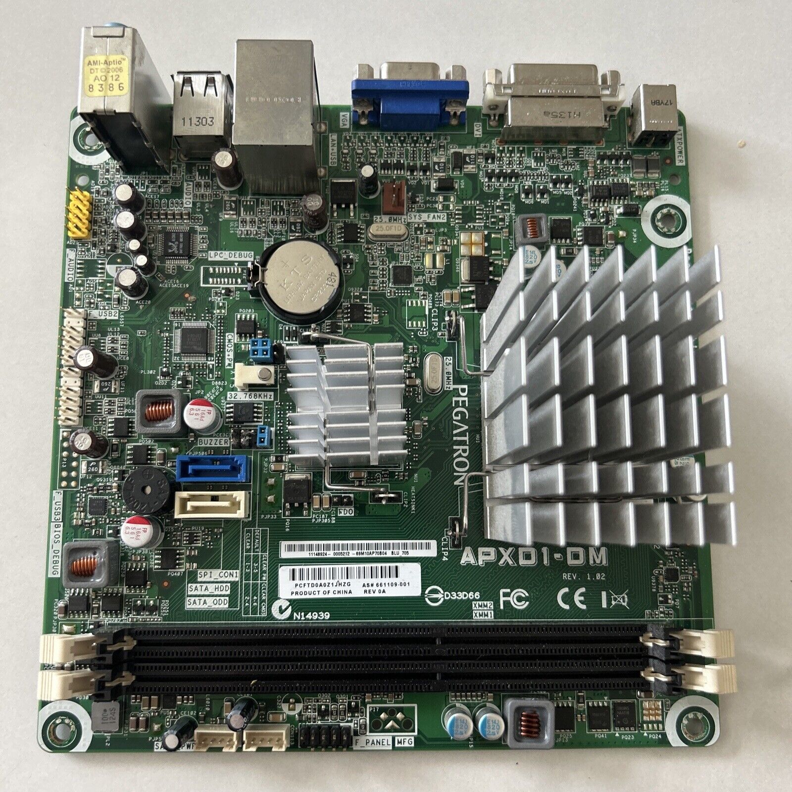 HP 661109-001 ASUS APXD1-DM Pegatron Motherboard  1.4 GHz
