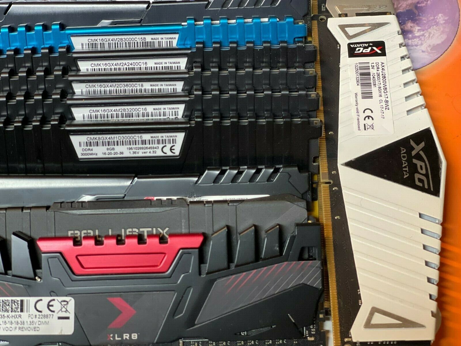 Mixed lot of 160GB (20X 8GB) PC4-24000 DDR4 3000 MHz And Higher Speed Desktop