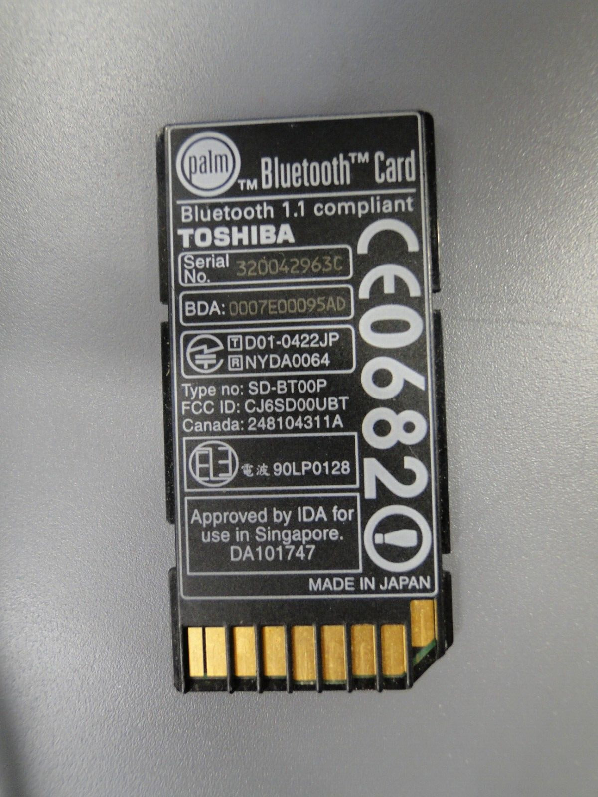Toshiba Palm Bluetooth 1.1 SD Style Card - SD-BT00P - made in Japan
