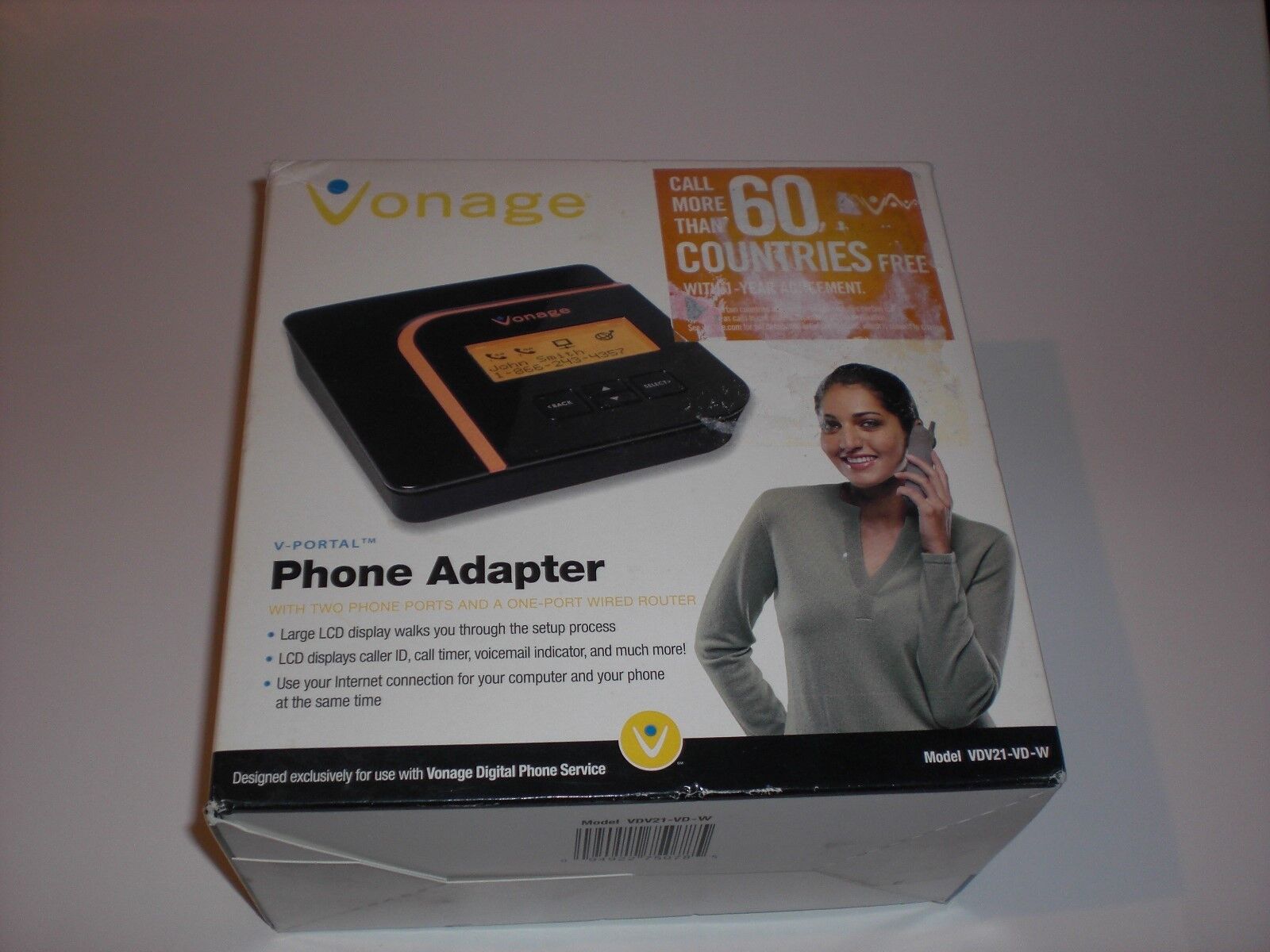 Vonage VDV21-VD Home Digital Phone VoIP Wire 2 Porter Router Internet Full Set ✪