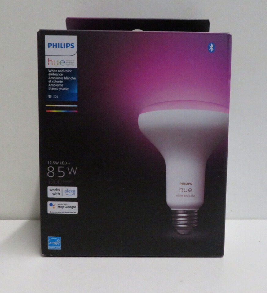 Philips Hue White and Color Ambiance BR30 Bluetooth 85W Smart LED Bulb NEW