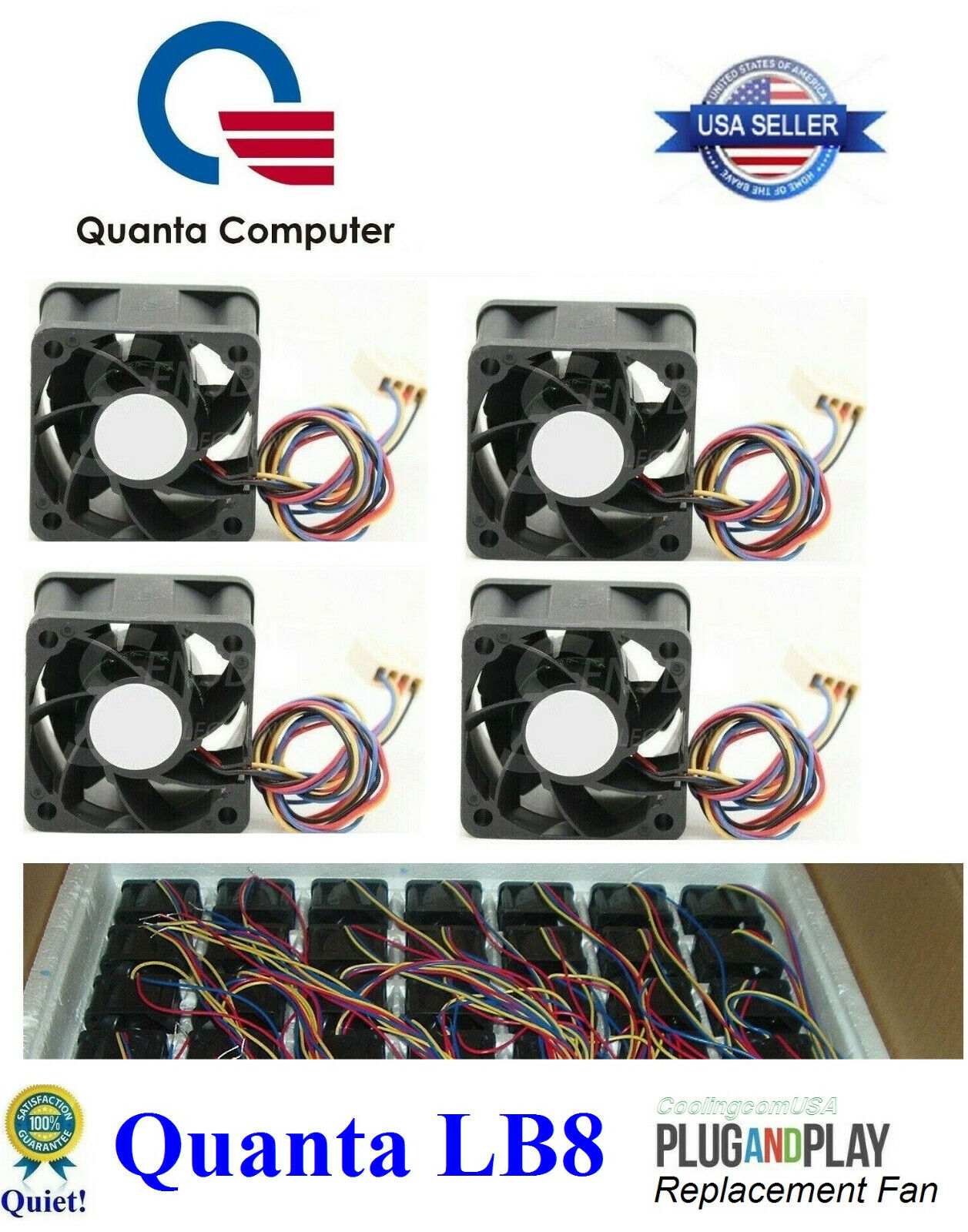 4 Pack *Quiet* Replacement fans for Quanta LB8 Switch