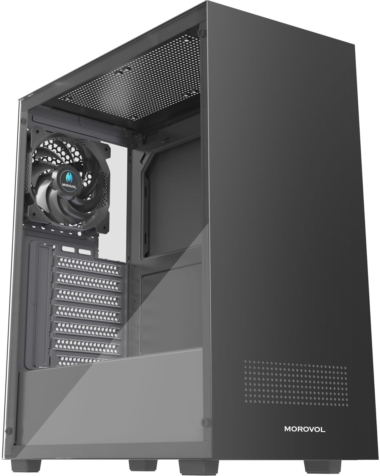 MOROVOL ATX PC Case, Tempered Glass Gaming PC Case, Integrated Panel Design A...