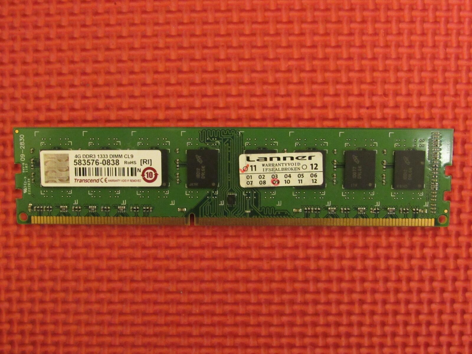 Transcend 4GB (1-Stick) PC3-10600 DDR3 1333 Desktop PC DIMM Memory 583576-0838