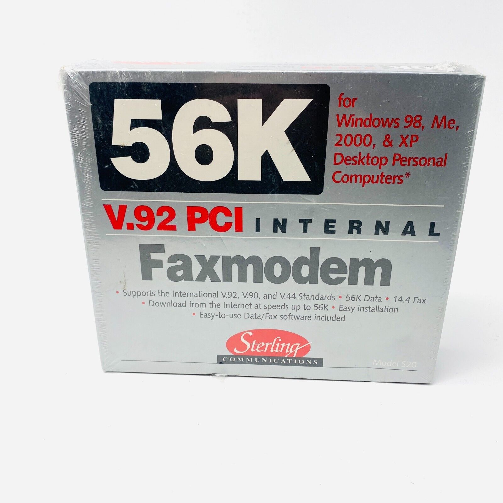 Sterling Communications 56k Fax Modem V.92 internal Windows 98 2000 XP vtg NOS