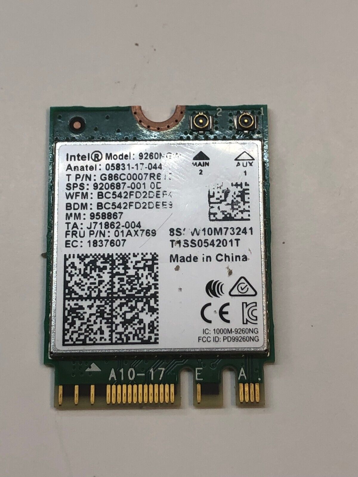  Have one to sell? Sell now Intel 9260NGW IEEE 802.11ac Lenovo 01AX769 Bluetooth