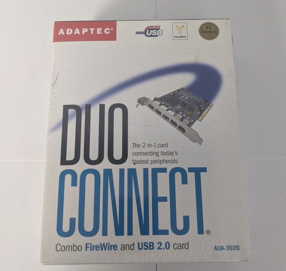 ADAPTEC DUO CONNECT COMBO FIRE WIRE AND USB 2.0 CARD AUA-3020
