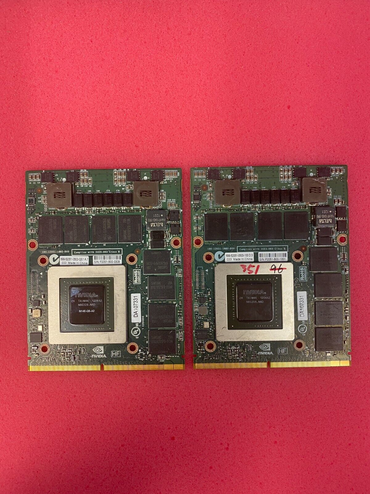 Rare Pair nVidia QuadroK5000M Mobile MXM 3.0 Video card  As Is for collection