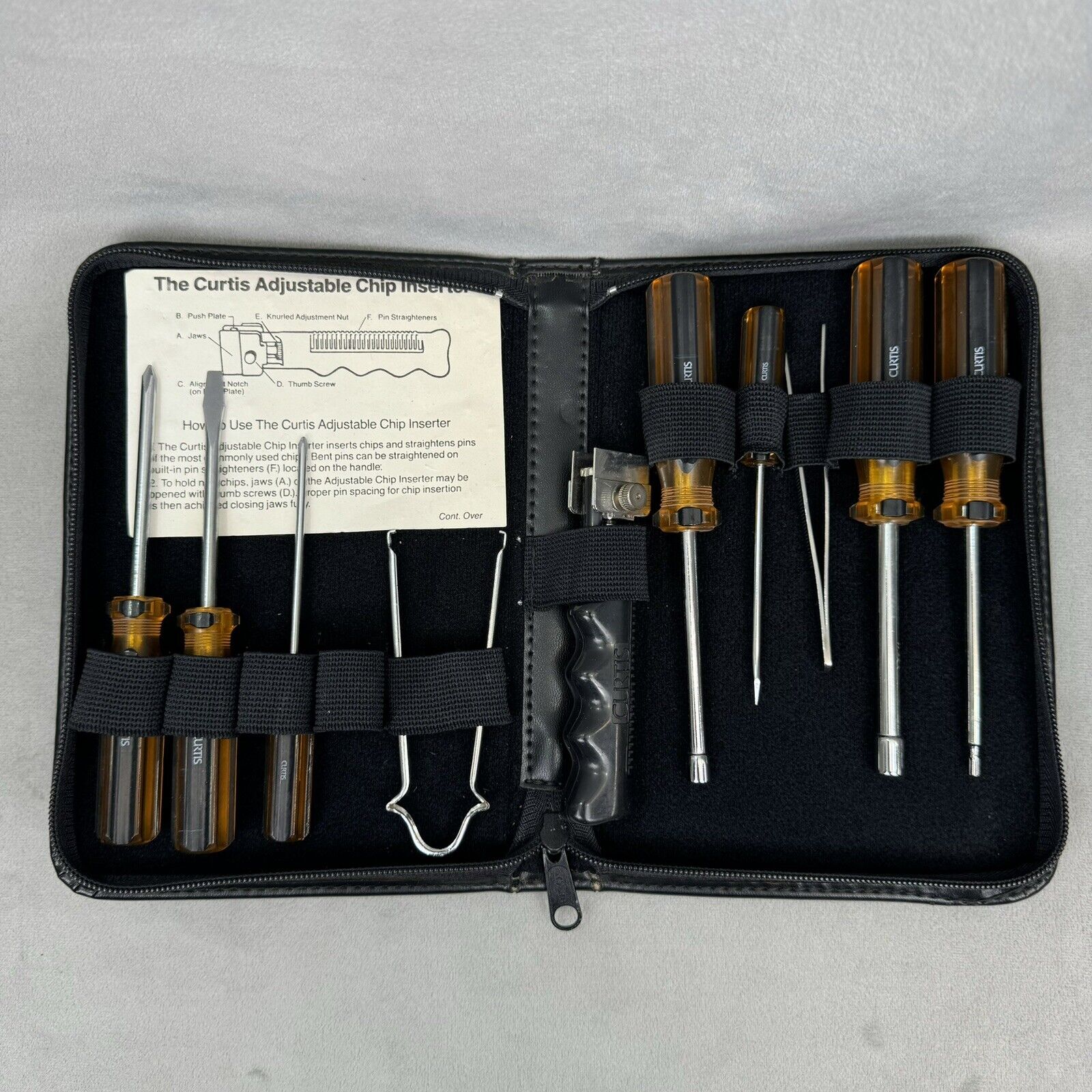 Vintage Curtis 10 Piece Computer Repair Tool Set In Leather Zipper Case