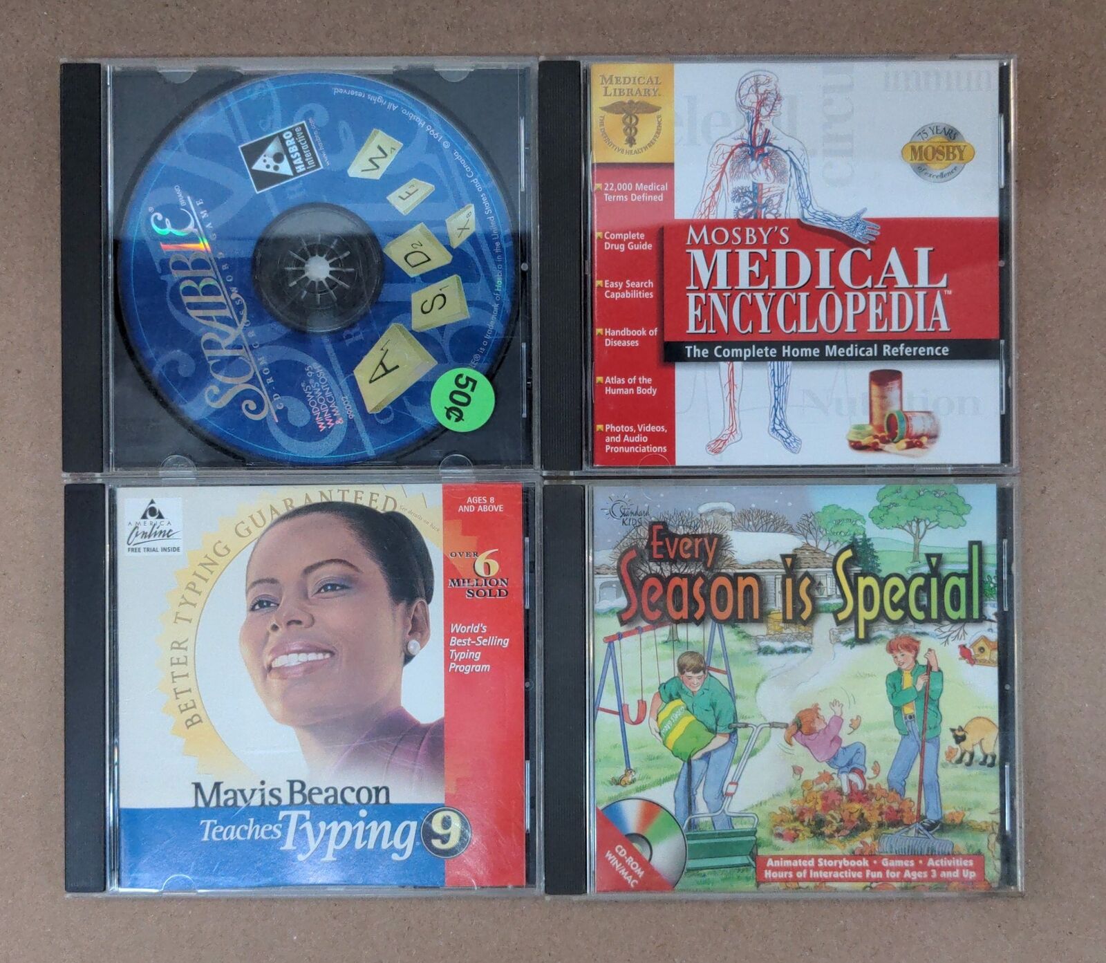 (4) Vintage PC Educational Games (Lot) ~ CD, Used DOS/Win, Mavis Beacon + More