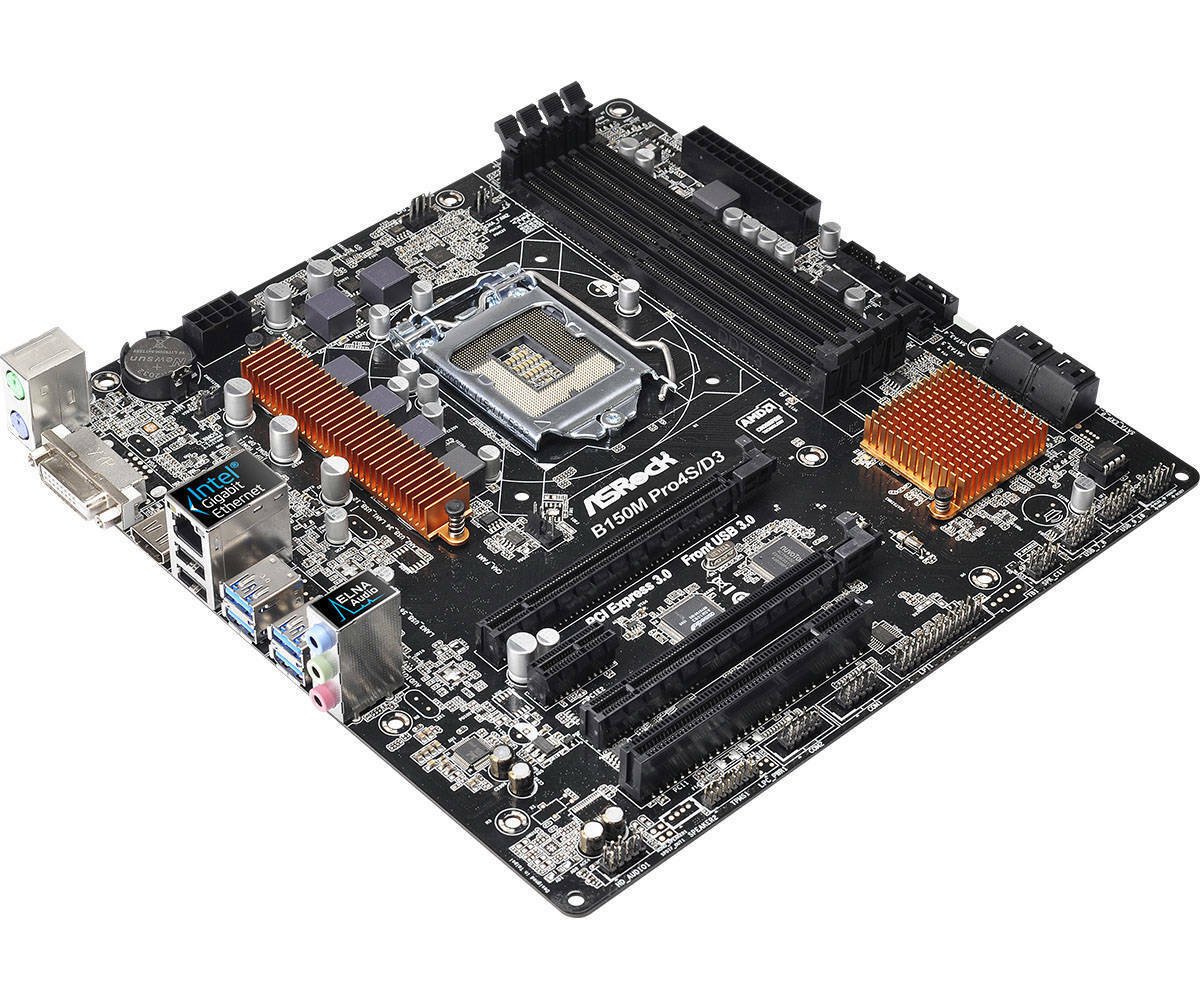 Desktop Motherboard ASRock B150M Pro4S/D3 Intel 6/7 Gen i7/i5/i3 DDR3 DVI HDMI