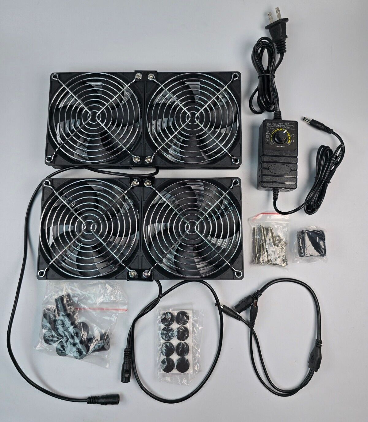 Big Airflow 4X 120Mm Fans with 100V-240V AC Powered Speed Controller for DIY GPU