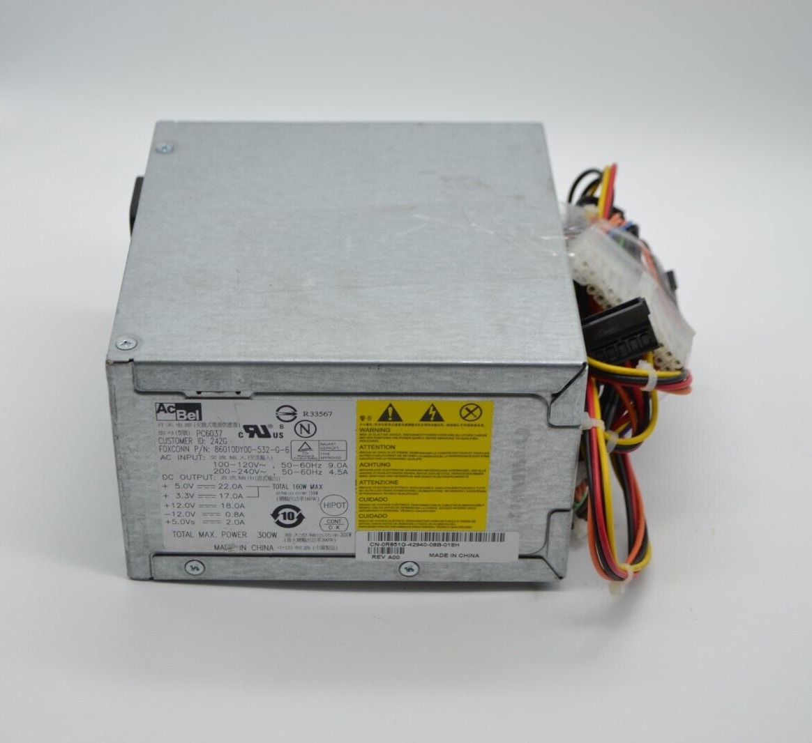 AcBel PC6037 300W 86010DY00-532-G-6 0R851G R851G Power Supply PSU Tested USA