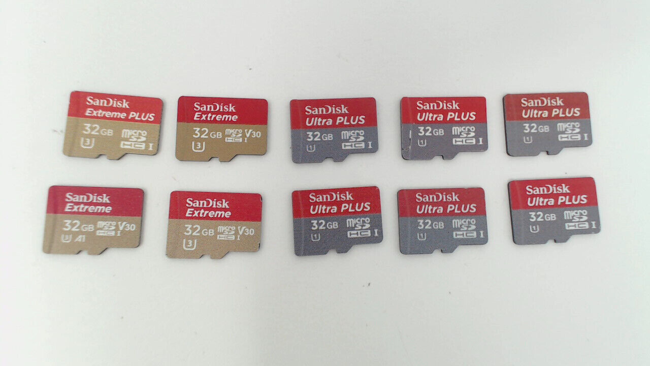 Lot of 10 - 32GB Sandisk Ultra, Extreme & Extreme Plus Micro SD Memory Cards