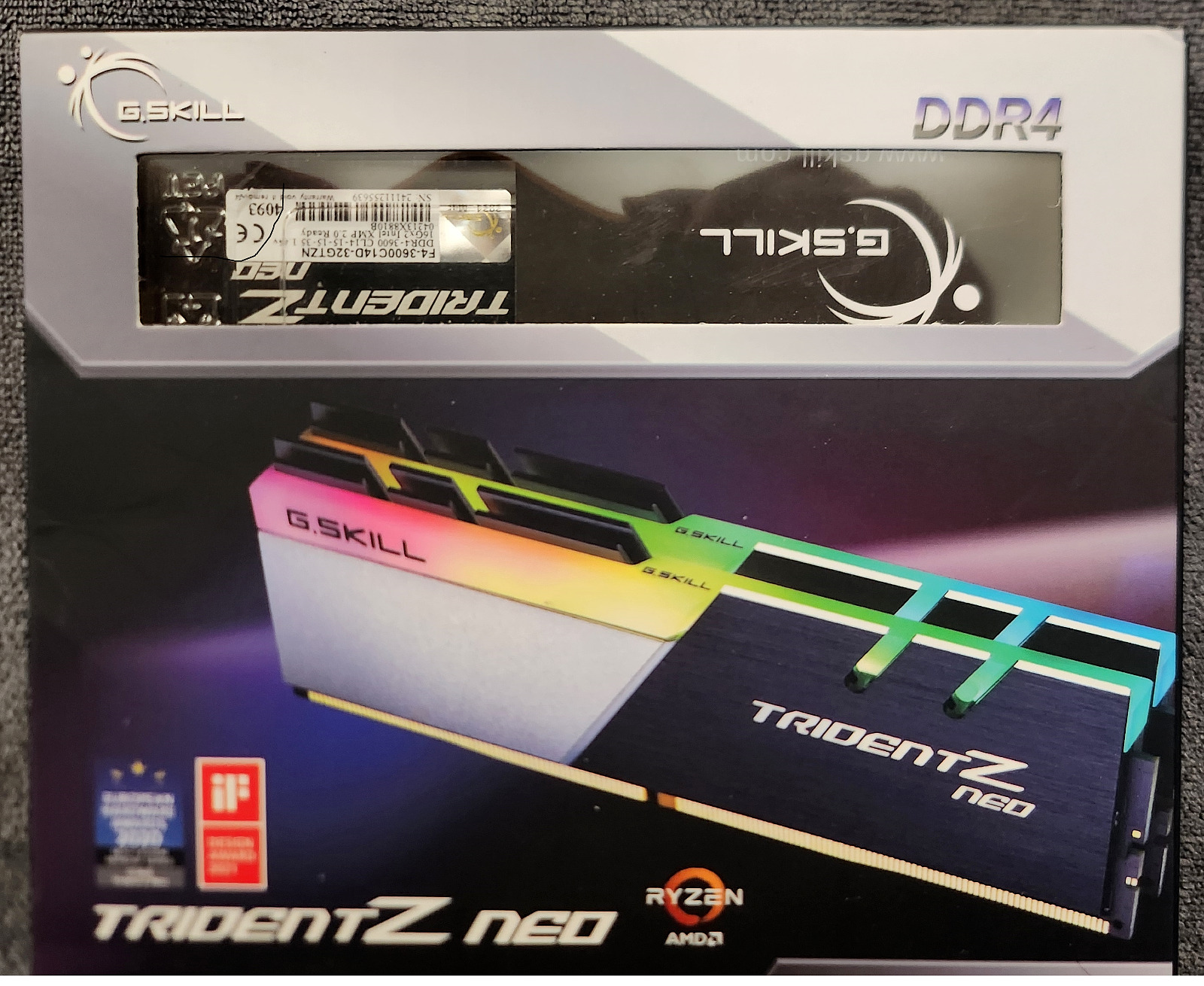 Trident Z NEO 32gb (16x2) 288-Pin DDR4 3600 CL14  Samsung B-Die. Open box