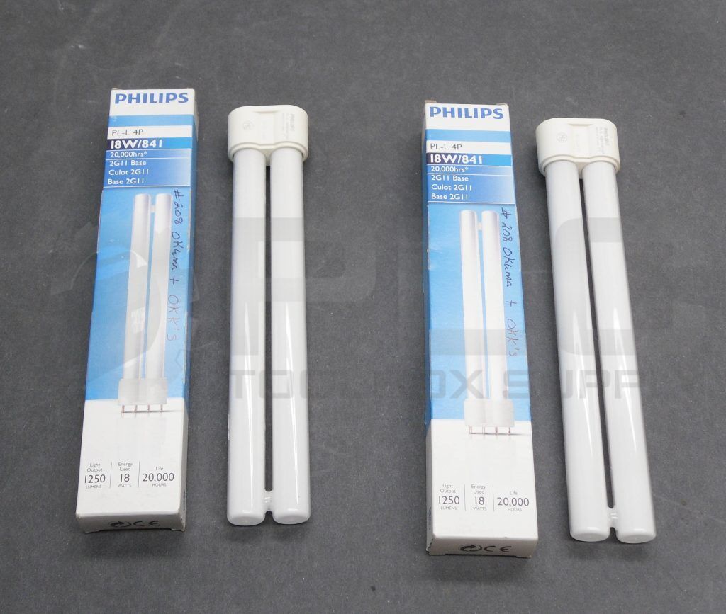 LOT OF 2 NEW PHILIPS PL-L 4P 18W/841 TWIN TUBE COMPACT LAMP 18W