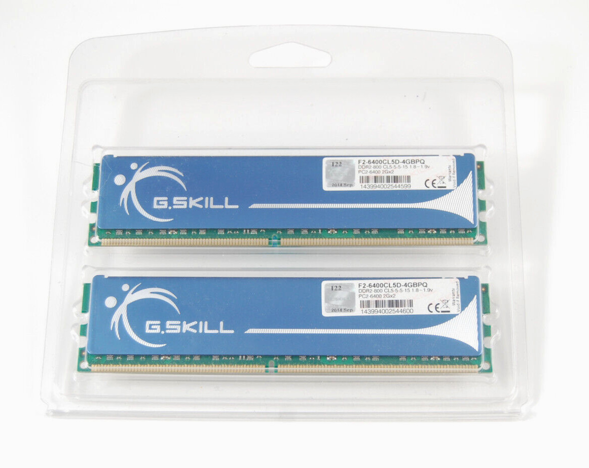 G.Skill 4GB Kit (2x2GB) RAM DDR2-800 PC2-6400 Memory RAM F2-6400CL5D-4GBPQ