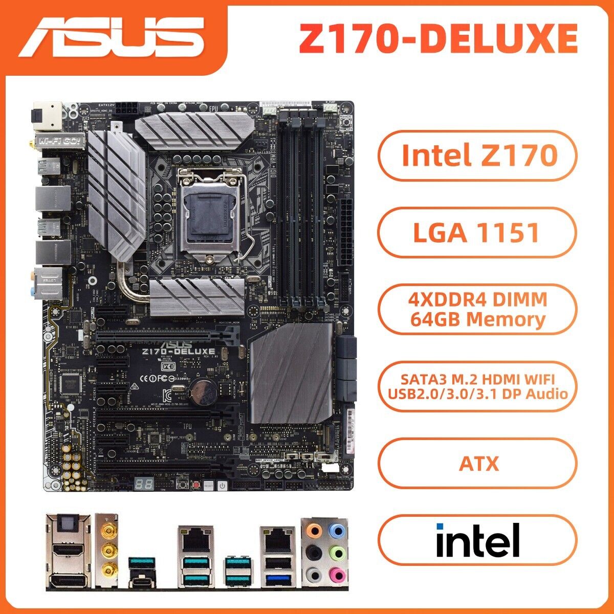 ASUS Z170-DELUXE Motherboard ATX Intel Z170 LGA1151 DDR4 SATA3 HDMI WIFI SPDIF