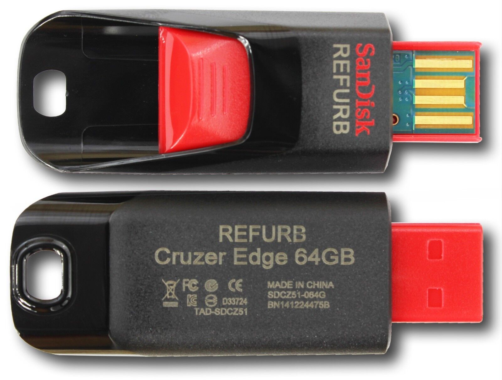 SanDisk SDCZ51-064G 64GB Cruzer Edge USB Black Red Flash Drive 64 GB SDCZ51 64G