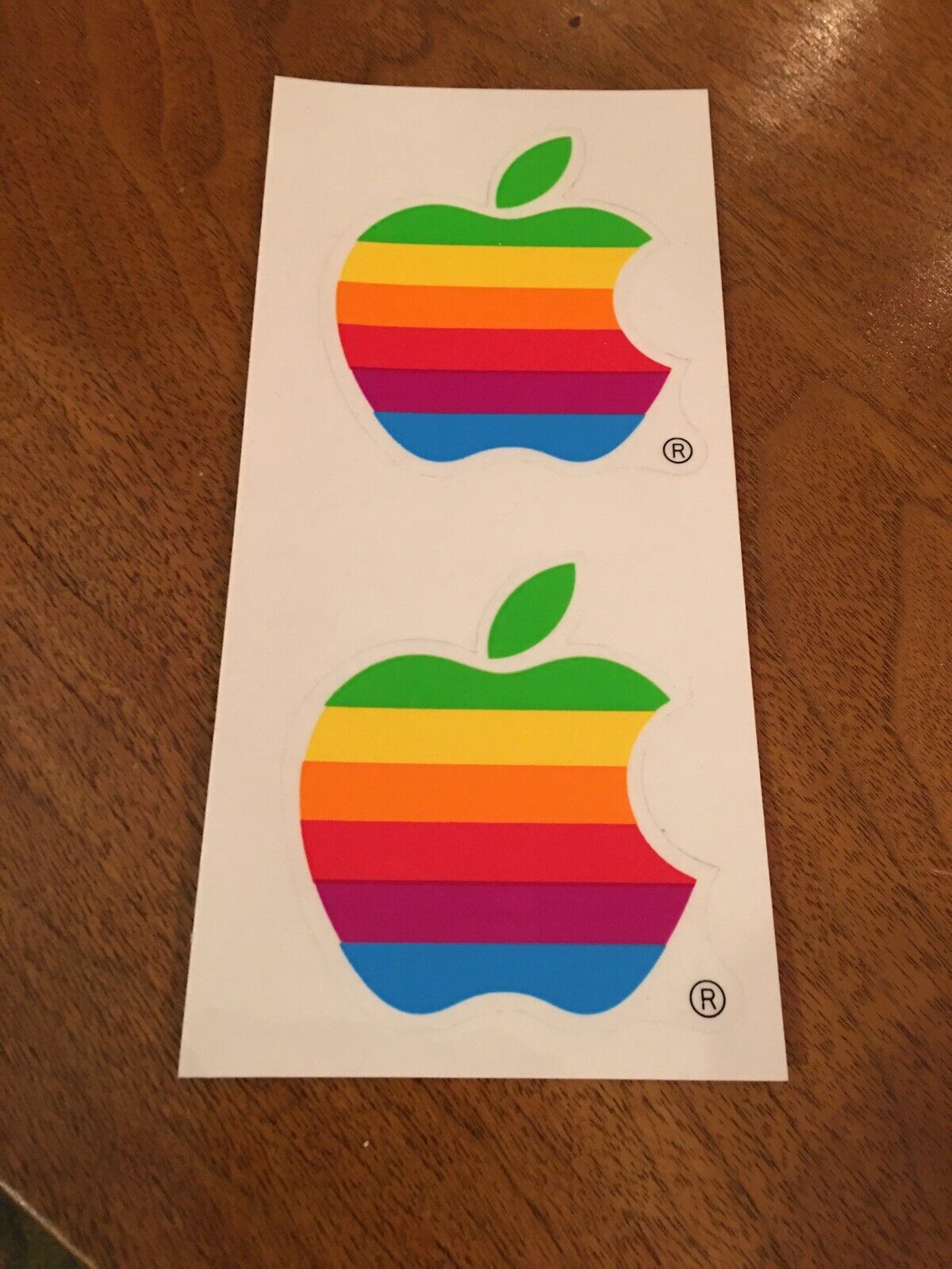 2 Genuine Vintage APPLE Rainbow Logo Stickers - Mac Macintosh Computer Decal