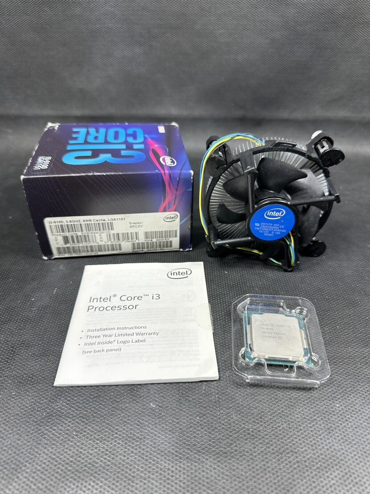Intel Core i3-9100 3.60 GHz CPU, Socket LGA 1151 9th Gen (SRCZV) with Fan